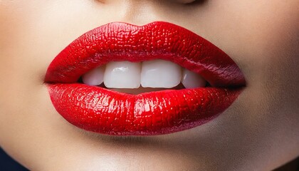 Fototapeta premium close up red lips of woman