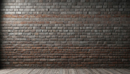 Fototapeta na wymiar Old grey brick wall background. Panoramic wide texture