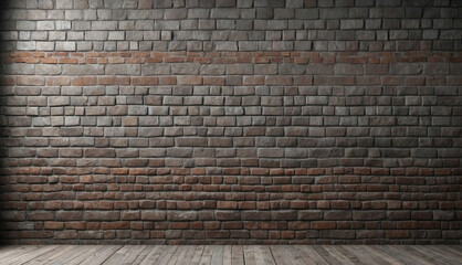 Old grey brick wall background. Panoramic wide texture