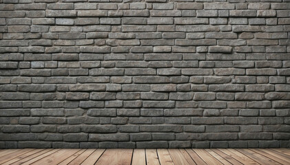 Old grey brick wall background. Panoramic wide texture