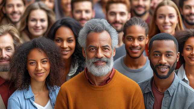 Multigenerational Group Of Individuals Embracing Diversity With Smiles