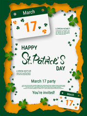 St.Patrick's Day flyer, greeting and invitation card, banner, coupon, booklet, voucher design template - obrazy, fototapety, plakaty
