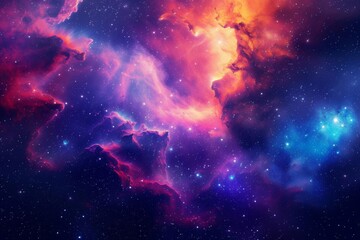 Fototapeta premium Vibrant space galaxy cloud nebula A mesmerizing cosmic display of colors and stars Capturing the mystery and beauty of the universe in a stunning background