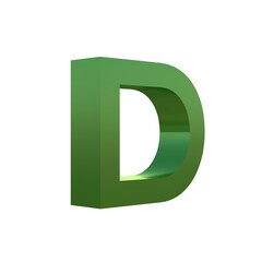 3d green grass font alphabet D