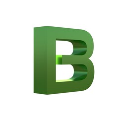 3d green grass font alphabet B