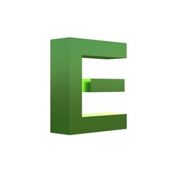 3d green grass font alphabet E