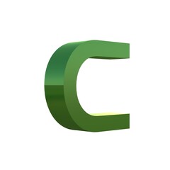3d green grass font alphabet C
