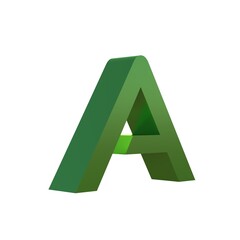 3d green grass font alphabet A