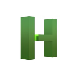 3d green grass font alphabet H