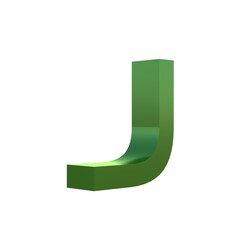 3d green grass font alphabet J