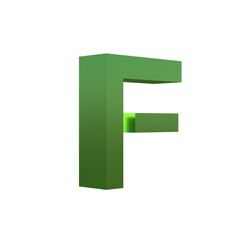 3d green grass font alphabet F