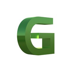3d green grass font alphabet G