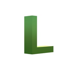3d green grass font alphabet L