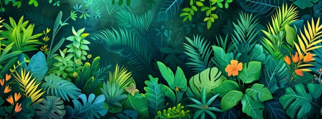 cartoon style of jungle background Generative AI