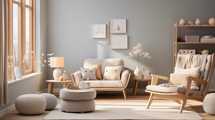 Design a nursery with soothing colors, soft textures, and stimulating toys for your little one