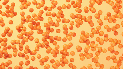 Juicy oranges floating against orange background
