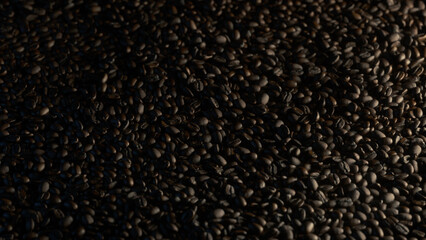 Coffee Beans Over Black Background