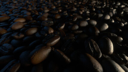 Fototapeta premium Coffee Beans Over Black Background