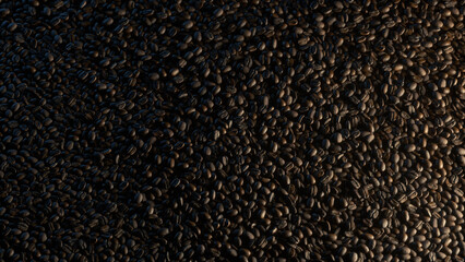 Coffee Beans Over Black Background
