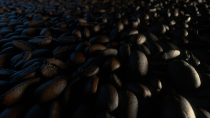 Obraz premium Coffee Beans Over Black Background