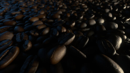 Obraz premium Coffee Beans Over Black Background