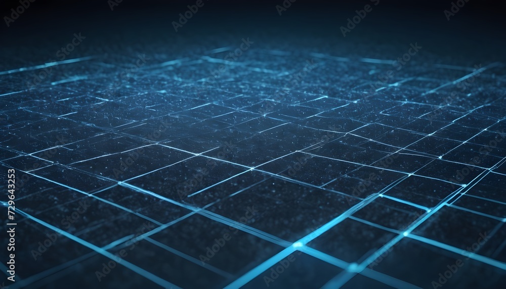 Poster technology in abstract futuristic idea for a digital graphic line technology and blue square Background of wireframe with plexus effect. futuristic material with arbitrary geometric patterns in square