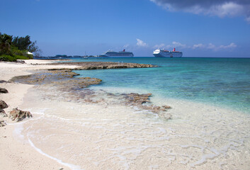 Grand Cayman Island Seven Mile Beach And Cruise Ships