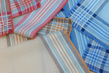 Set of vintage stripped handkerchiefs for men.