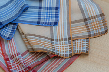 Set of vintage stripped handkerchiefs for men.