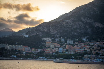 Panoramic view of Monte Carlo marina and cityscape