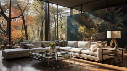 Maximize natural light with floor-to-ceiling windows, sheer curtains, and light-reflecting surfaces