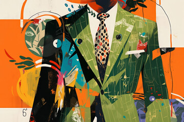 Abstract illustration of men's conceptual fashion background