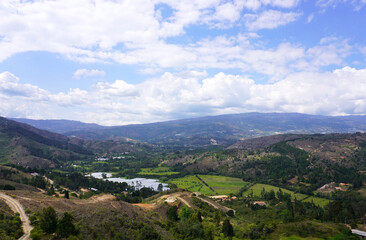 Fototapeta na wymiar The mountainous landscape of Ráquira, Boyacá.