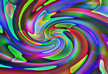 Fototapeta na wymiar Dynamiczna kompozycja z wirem neonowych, tęczowych kolorów na rozmytym tle z cyfrowym efektem luminescencji - abstrakcyjne tło 