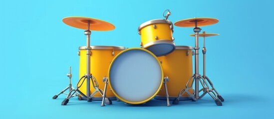 Fototapeta na wymiar 3d realistic set drum for music instrument in plastic cartoon style. AI generated image