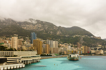 Panoramic view of Monte Carlo marina and cityscape