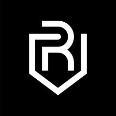 Letter R shield simple minimal logo design