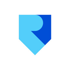 Letter R shield simple modern logo design
