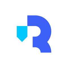 Letter R shield modern minimal logo design