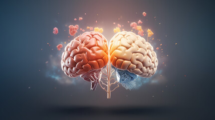 Fototapeta premium Abstract brain or light bulb, creative PPT background