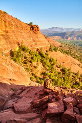 Sedona Red Rock Cliffs with Blue Sky - Arizona Desert View