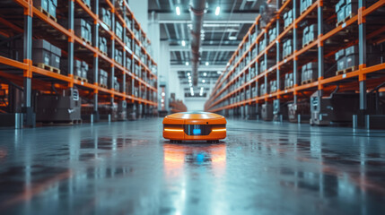 robot in warehouse stand up with his smartwatch, in the style of bibliographic anomalies