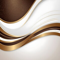 Fototapeta premium Elegant white overlap brown shade background with line golden elements and white and gold ribbons template.