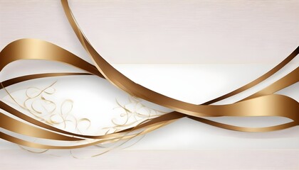 Elegant white overlap brown shade background with line golden elements and white and gold ribbons template.