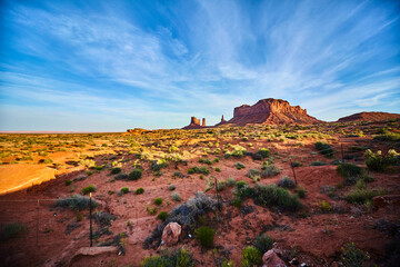 Late Afternoon Glow on Monument Valley Red Rocks and Sky - Powered by Adobe