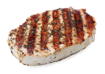 Delicious fried pork steak isolated on white