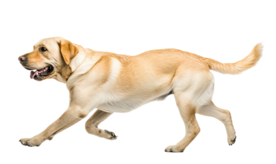 Side view full body shot of Labrador Retriever adult dog over isolated transparent background