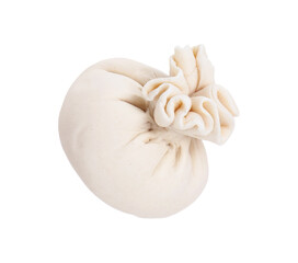 Uncooked khinkali (dumpling) isolated on white. Georgian cuisine