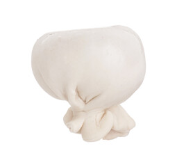 Uncooked khinkali (dumpling) isolated on white. Georgian cuisine