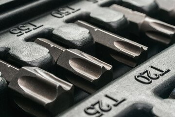 Fototapeta premium Various types of metal steel screwdriver bits